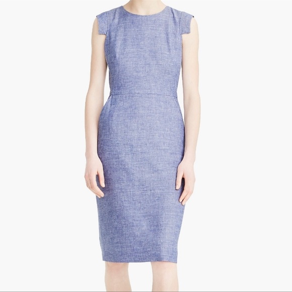 J. Crew Dresses J Crew Light Blue Indigo Stretch Linen Resume Dress